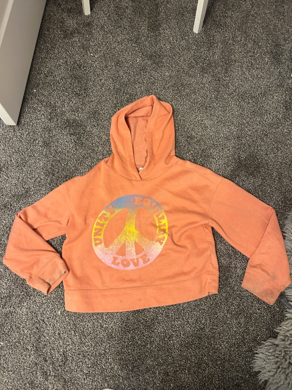 Orange Peace Sign Hooded Sweatshirt - LOVE Graphic